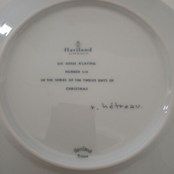 Haviland The 12 Days of Christmas 6 Geese a Laying Plate Original Box 8.25" - Picture 8 of 14